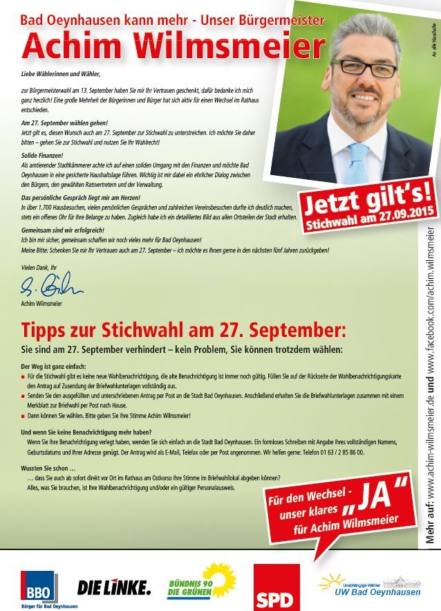 20150914 flyer buergermeisterkandidat achim wilmsmeier stichwahl